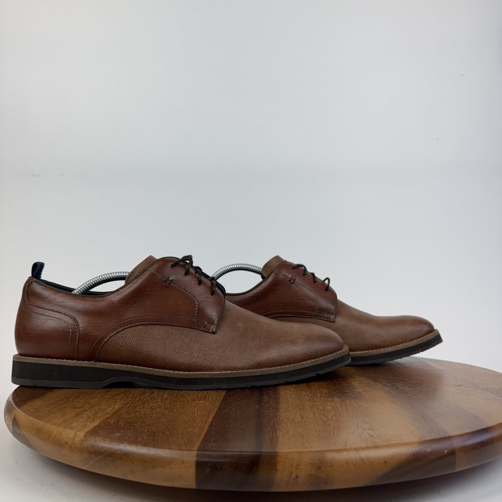 Mensโ Steve Madden Spen Brown Faux Leather Comfort Derby Loafers Size 11 M GUC